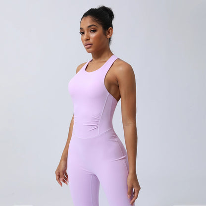 'Nora' Criss Cross Back Sport Flare Jumpsuit