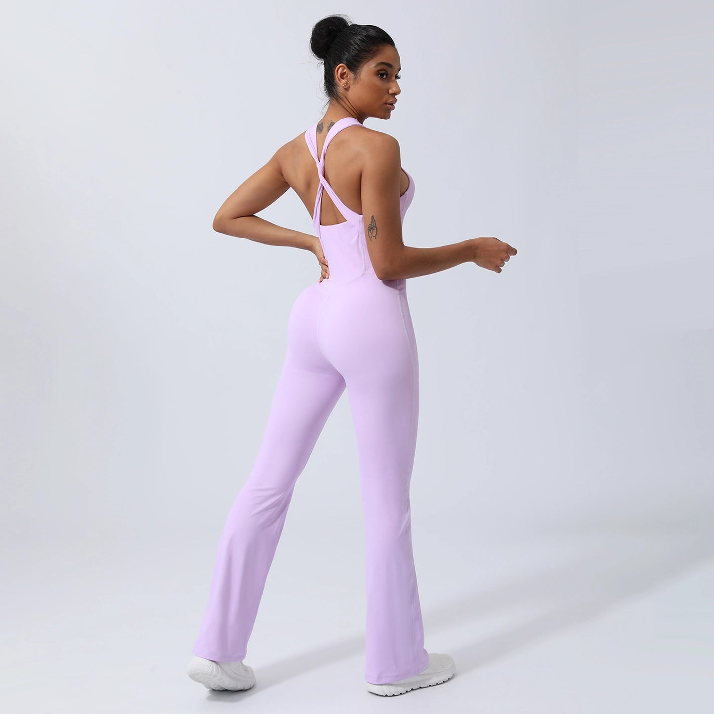 'Nora' Criss Cross Back Sport Flare Jumpsuit