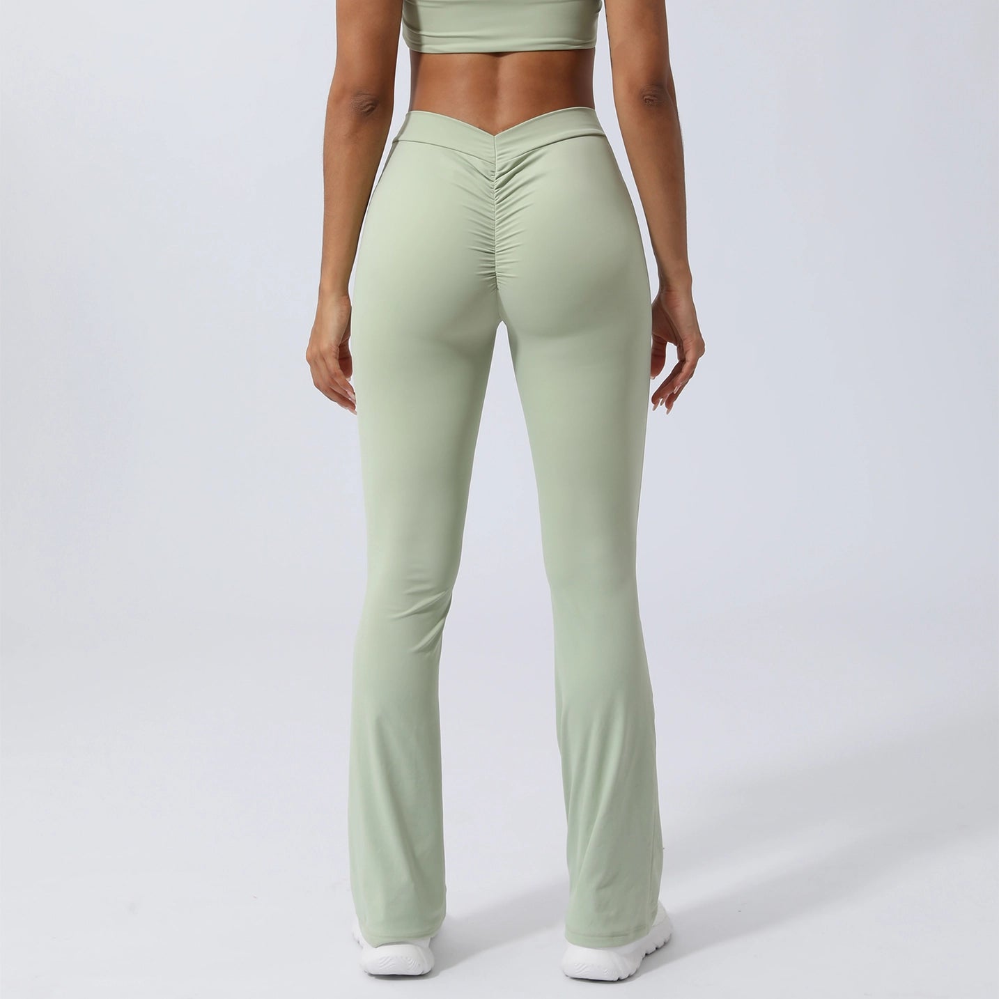 V Cross Waist Pleated Flare Yoga Pants