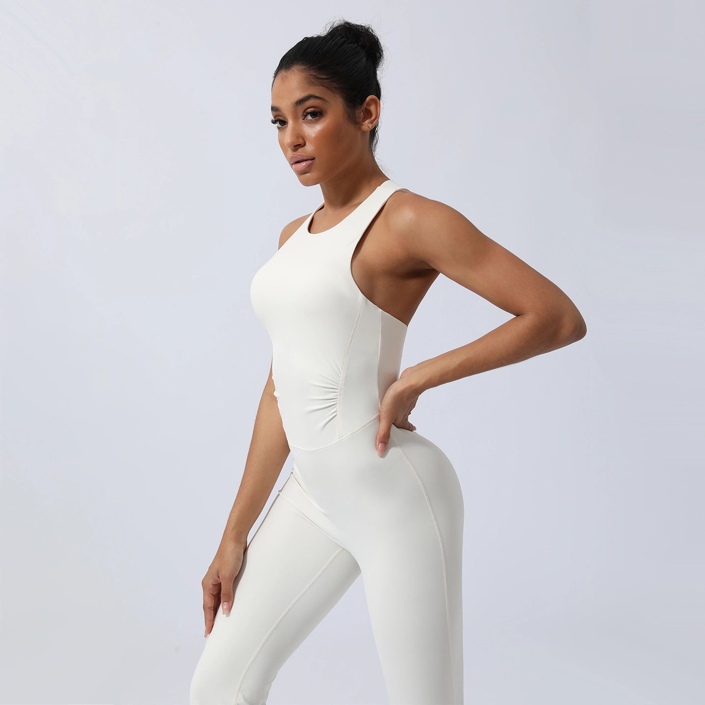 'Nora' Criss Cross Back Sport Flare Jumpsuit