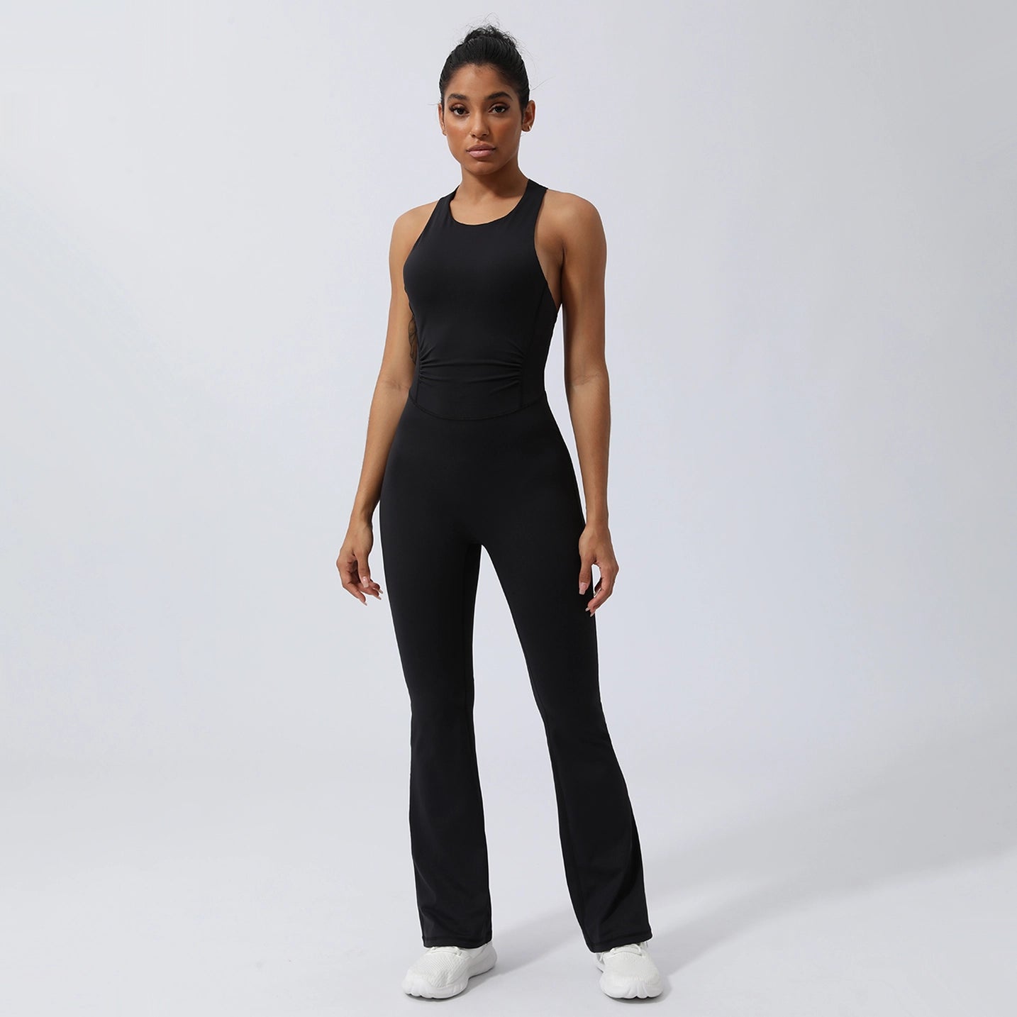 'Nora' Criss Cross Back Sport Flare Jumpsuit