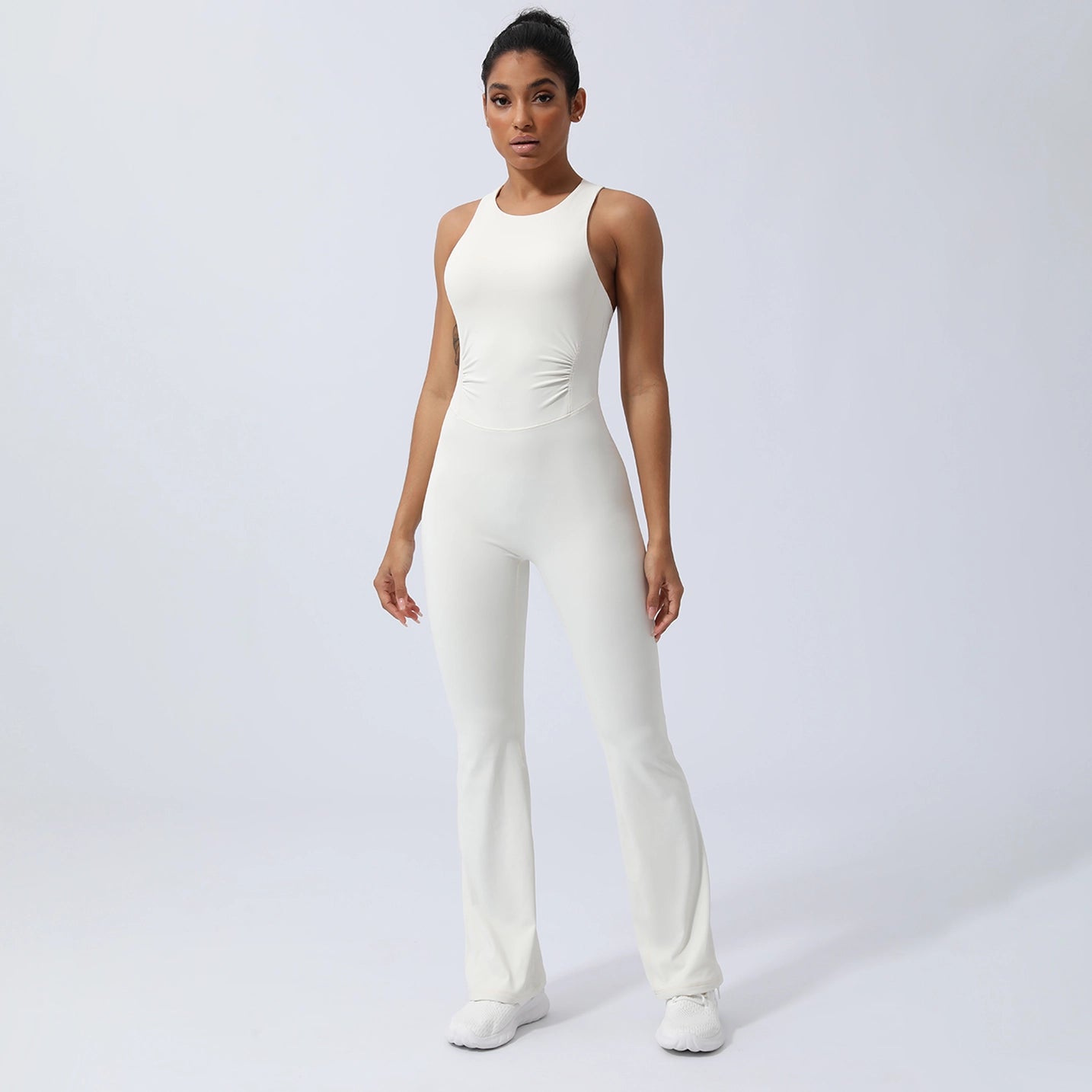 'Nora' Criss Cross Back Sport Flare Jumpsuit