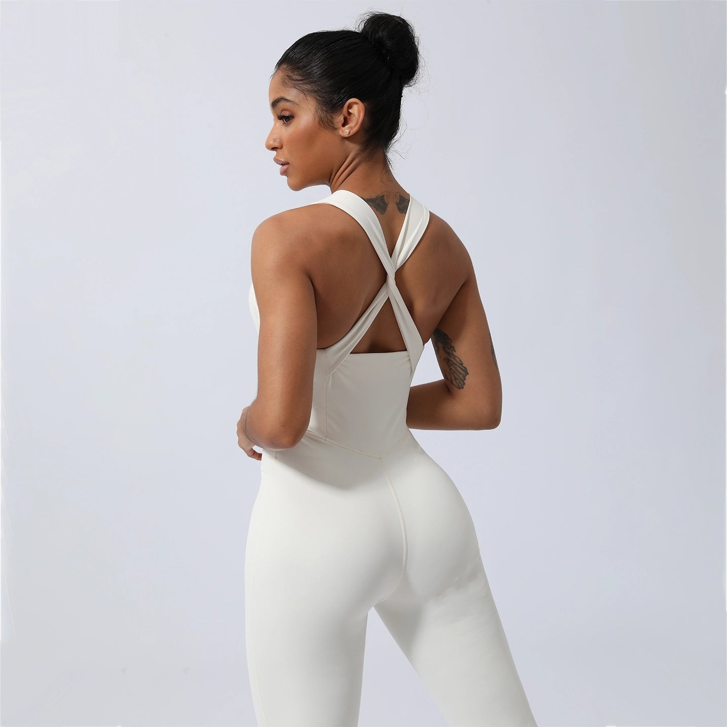 'Nora' Criss Cross Back Sport Flare Jumpsuit