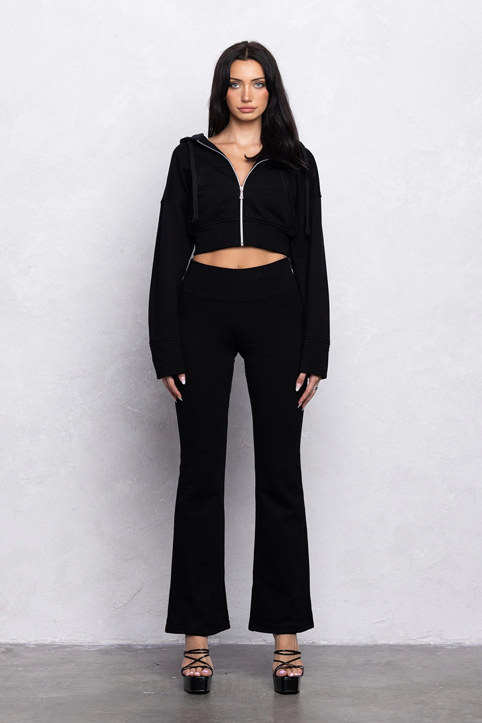 'UMI' Cropped Hoodie W/Flare Pants Set