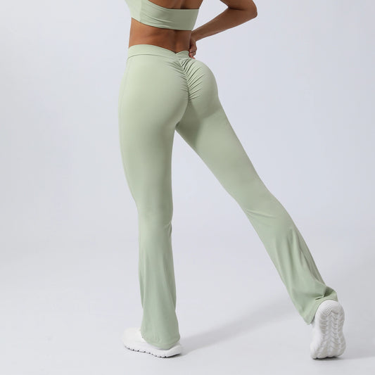 V Cross Waist Pleated Flare Yoga Pants